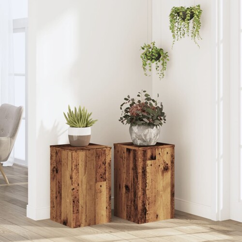 vidaXL Stalci za biljke 2 kom boja staro drvo 30x30x50 cm drveni