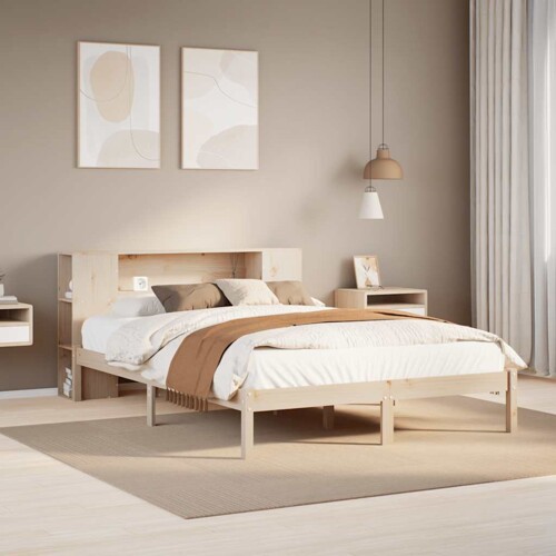 vidaXL Krevet s regalom za knjige bez madraca 120x200 cm od borovine