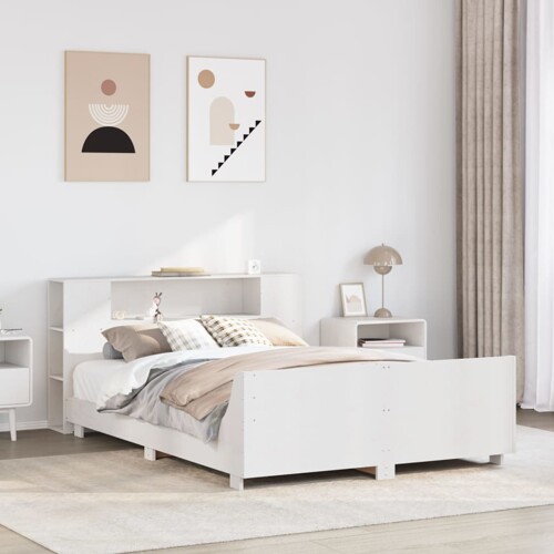 vidaXL Okvir kreveta bez madraca bijeli 140x200 cm od masivne borovine