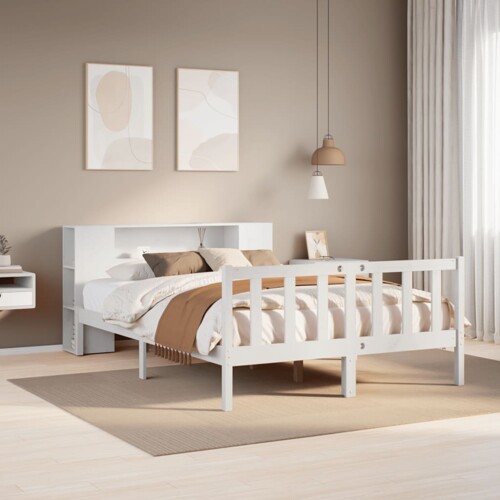 vidaXL Krevet s regalom z knjige bez madraca bijeli 140x190cm borovina
