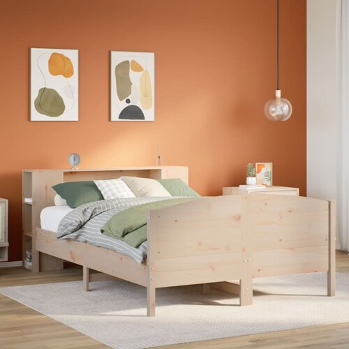 vidaXL Krevet s regalom za knjige bez madraca 140x190 cm od borovine