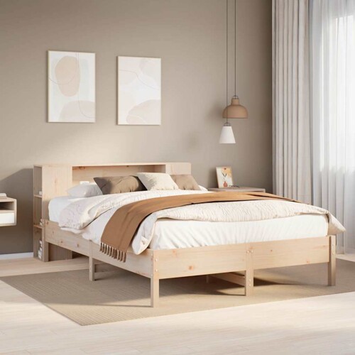 vidaXL Krevet s regalom za knjige bez madraca 140x190 cm od borovine
