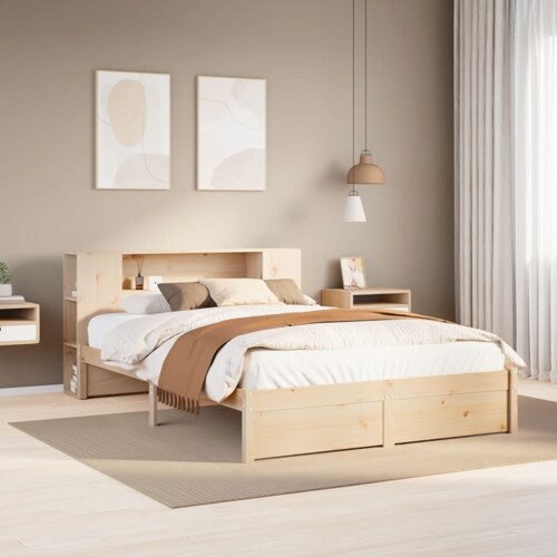 vidaXL Krevet s regalom za knjige bez madraca 140x200 cm od borovine
