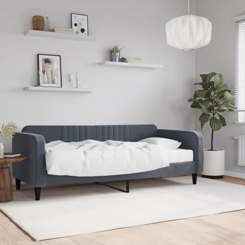 vidaXL Dnevni krevet s madracem tamnosivi 90 x 200 cm baršunasti