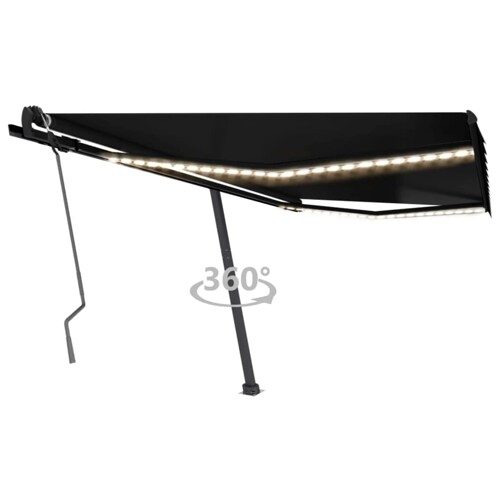 vidaXL Tenda na ručno uvlačenje s LED svjetlima 450 x 350 cm antracit