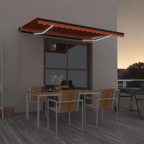 vidaXL Tenda na ručno uvlačenje LED 450 x 350 cm narančasto-smeđa