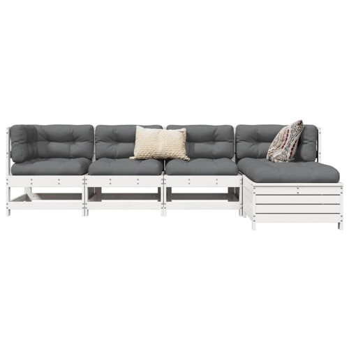 vidaXL 5-dijelni set vrtnih sofa bijeli od masivne borovine