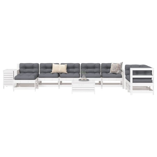 vidaXL 10-dijelni set vrtnih sofa bijeli od masivne borovine