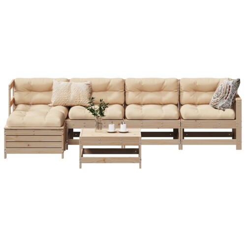vidaXL 6-dijelni set vrtnih sofa od masivne borovine