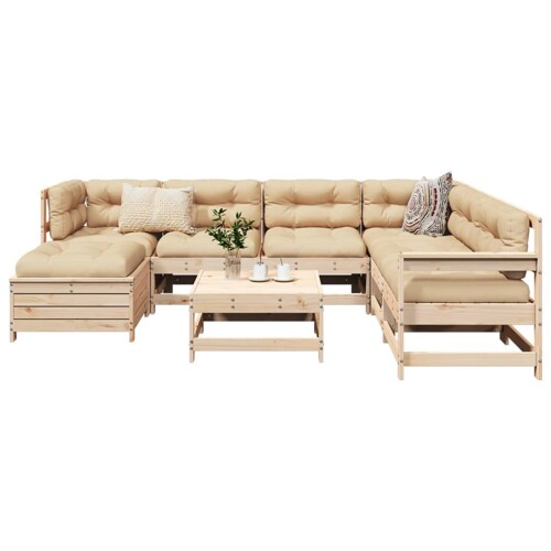 vidaXL 8-dijelni set vrtnih sofa od masivne borovine