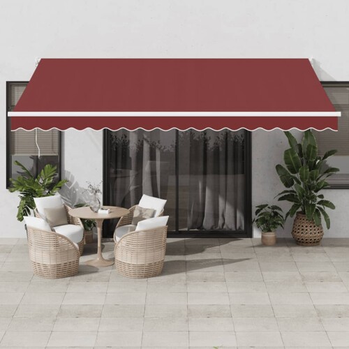 vidaXL Tenda na ručno uvlačenje bordo 450 x 300 cm