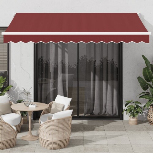vidaXL Tenda na ručno uvlačenje bordo 350 x 250 cm