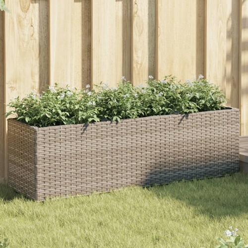 vidaXL Vrtna sadilica s 3 posude siva 105 x 30 x 32 cm od poliratana