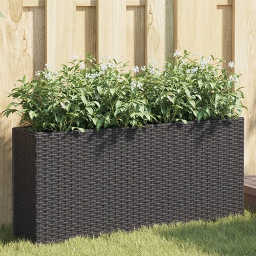 vidaXL Vrtne sadilice s 2 posude 2 kom crne 90 x 20 x 40 cm poliratan