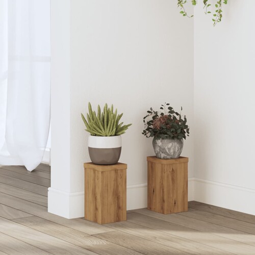 vidaXL Stalci za biljke 2 kom boja hrasta 10x10x18 cm drveni