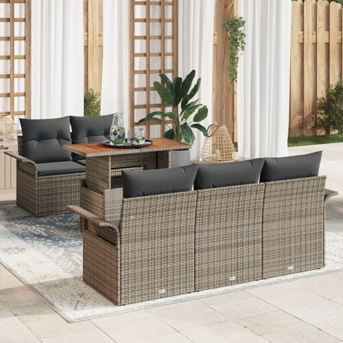 vidaXL vrtni set sofe Set od 6 Siva Poli ratan Vrtna sofa Pravokutna