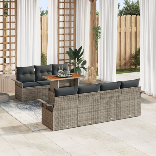vidaXL set vrtnih sofa set od 8 siva ratan set vrtnih sofa pravokutni