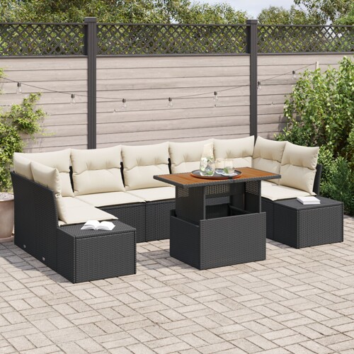 vidaXL Vrtni Sofa Set 8 dijelova Krem Ratan Sofa na otvorenom za 4 osobe