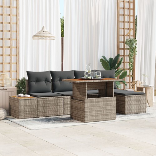 vidaXL Vrtna sofa set Set od 6 Siva