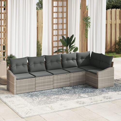 vidaXL Garnitura vrtne sofe Set od 6 Siva PE Wicker Vrtna sofa stolica