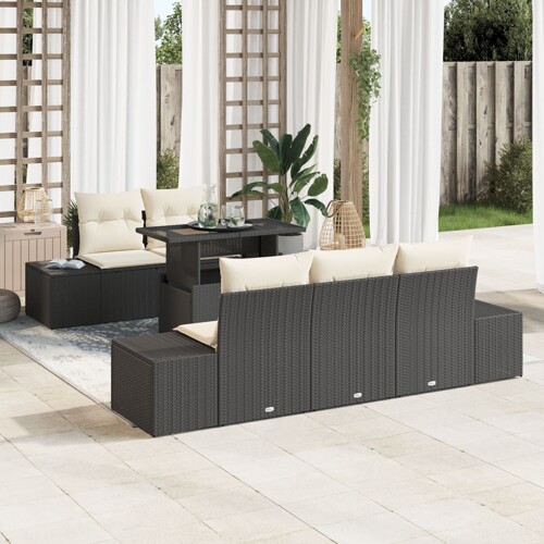 vidaXL Vrtni kauč set Set od 6 Smeđa Poli ratan Vrtni kauč set