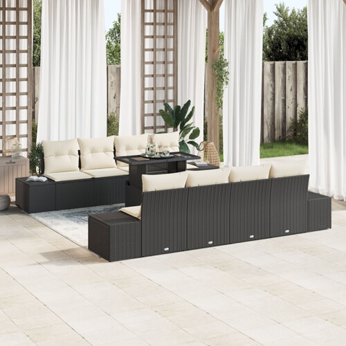 vidaXL sofa set za vrt Set od 7 Bež Poli rattan Sofa set za vrt