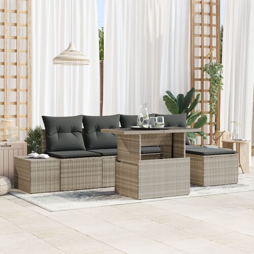 vidaXL Vrtni kauč set Set od 6 Svijetlo siva, Tamno siva