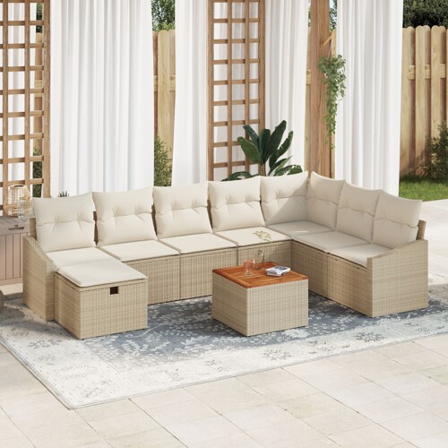 vidaXL Vrtni sofa set Set od 9 Bež