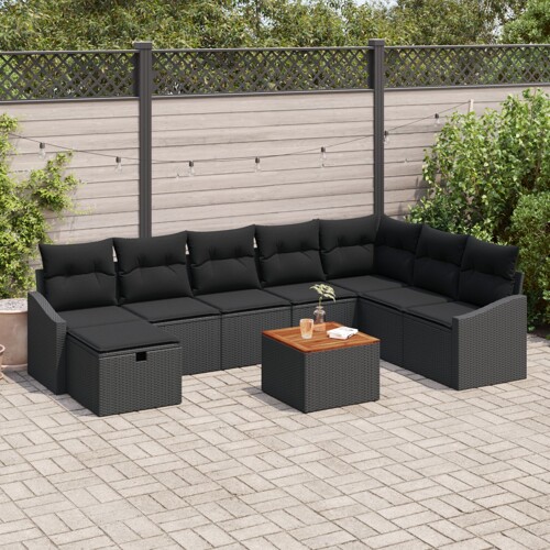 vidaXL Vrtna sofa set 9 komada Tamno siva Ratan Kutna sofa za vrt