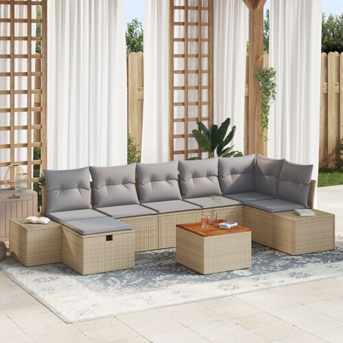 vidaXL set vrtnih sofa 8 komada svijetlo siva, smeđa