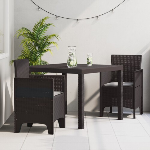 vidaXL set za blagovanje u vrtu Set od 3 Smeđi Plastika Ergonomski