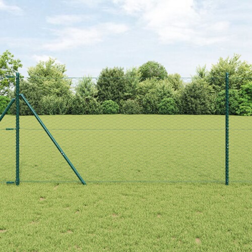 vidaXL Heksagonska Ograda Zelena Metal 5000 x 0.09 x 140 cm Čvrsta
