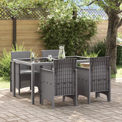 vidaXL Vrtna stolica Set od 4 Svjetlosiva Plastika, Poliester Standard