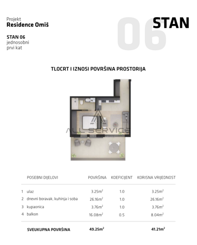 * Luxury Residence Omiš* 1,kat,balkon, pogled na more!